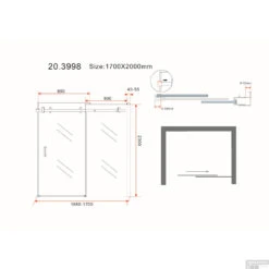 Nisdeur Wiesbaden Schuifbaar 2-Delig 170x200 Cm 8 Mm NANO -Winkel Voor Huis- En Badkamerartikelen nisdeur schuifbaar 2 delig 170x200 cm 8 mm nano tech