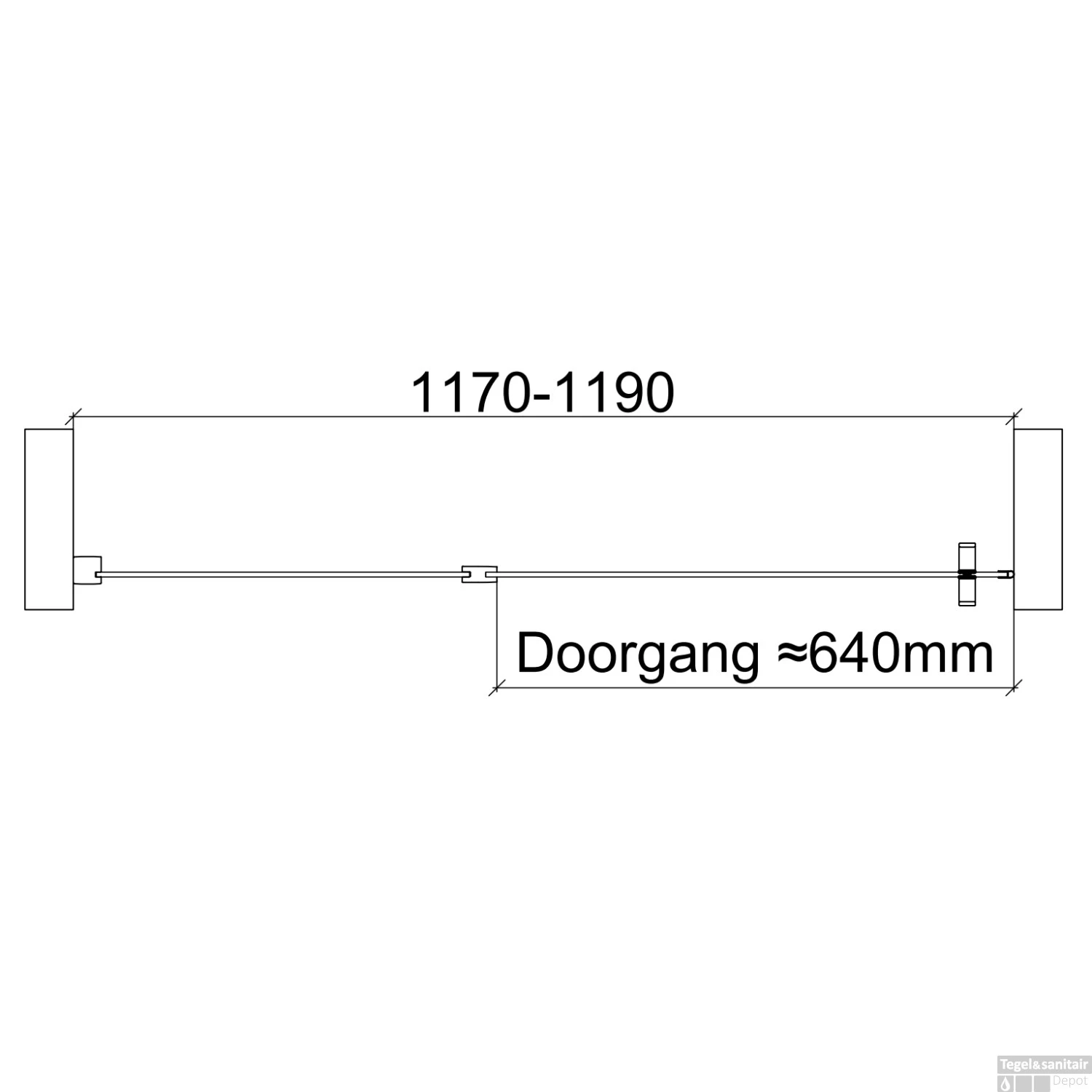 Nisdeur Van Rijn ST02 Draaideur 6 Mm Met Vaste Wand 8mm 118x200 Cm Zwart - Afbeelding 3