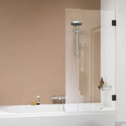 Badwand Sealskin 'I AM' 85x160 Cm Mat Zwart 1 Deel Helder Antikalk Glas