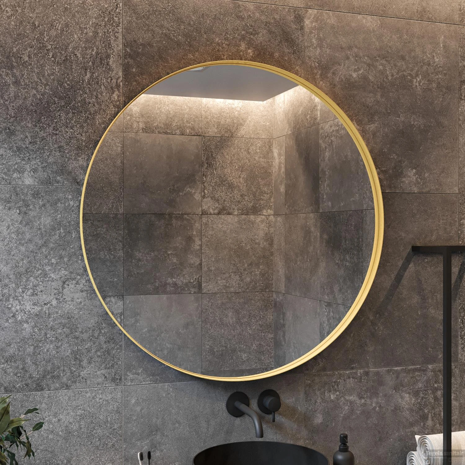 Spiegel Boss & Wessing Star Rond Met LED 120 Cm Mat Goud 2 Spiegel Boss & Wessing Star Rond Met LED 120 Cm Mat Goud - Afbeelding 2