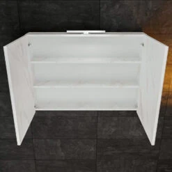 Spiegelkast BWS Valencia 100x70x16 Cm Met Twee Deuren Carrara Mat -Winkel Voor Huis- En Badkamerartikelen spiegelkast bws valencia 100x70 carrara mat detail1