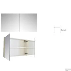 Spiegelkast Sanicare Qlassics 120 Cm 2 Deuren Zijdeglans Wit -Winkel Voor Huis- En Badkamerartikelen spiegelkast sanicare qlassics 120 cm 2 deuren zijdeglans wit detail2