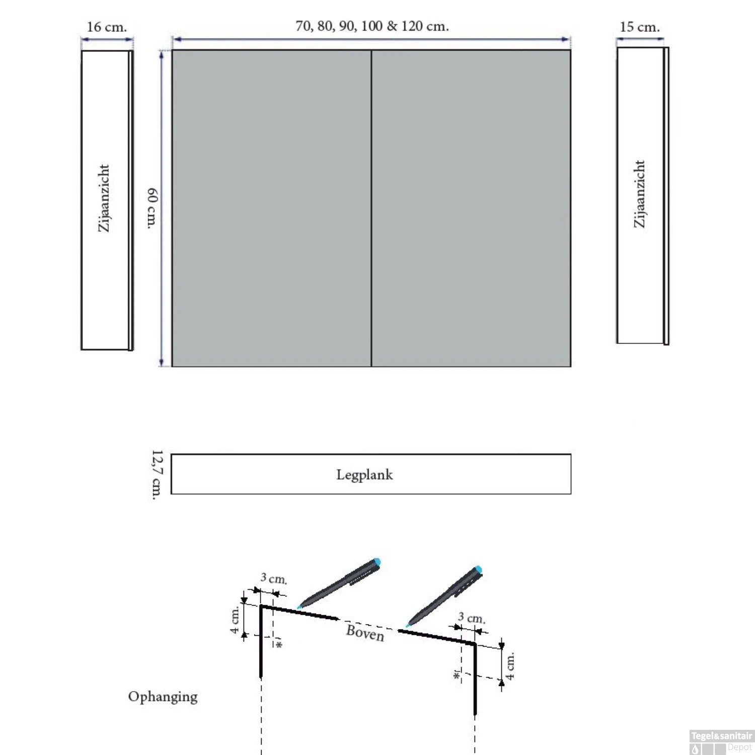Spiegelkast Sanicare Qlassics 70 Cm 2 Deuren Alu-Look 7 Spiegelkast Sanicare Qlassics 70 Cm 2 Deuren Alu-Look - Afbeelding 7