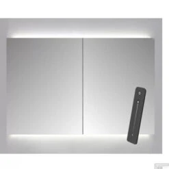 Spiegelkast Sanicare Qlassics Ambiance 100x60 Cm Met Dubbelzijdige Spiegeldeuren, LED Verlichting En Afstandsbediening Grey Wood