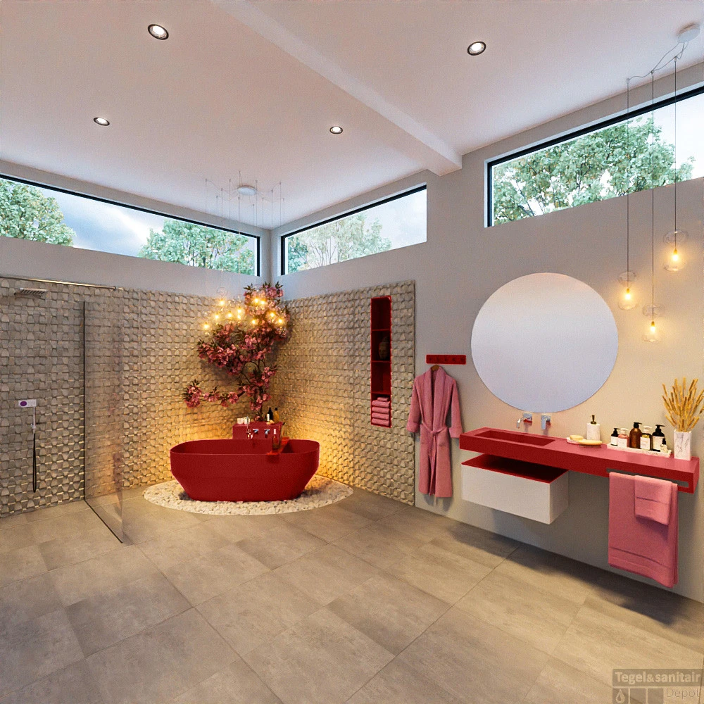 STONE Vrijstaand Bad 170x75cm Kleur Fire / Fire 3 STONE Vrijstaand Bad 170x75cm Kleur Fire / Fire - Afbeelding 3