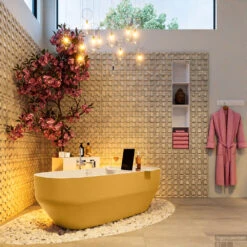 STONE Vrijstaand Bad 170x75cm Kleur Ocher / Talc -Winkel Voor Huis- En Badkamerartikelen stone 4 00014