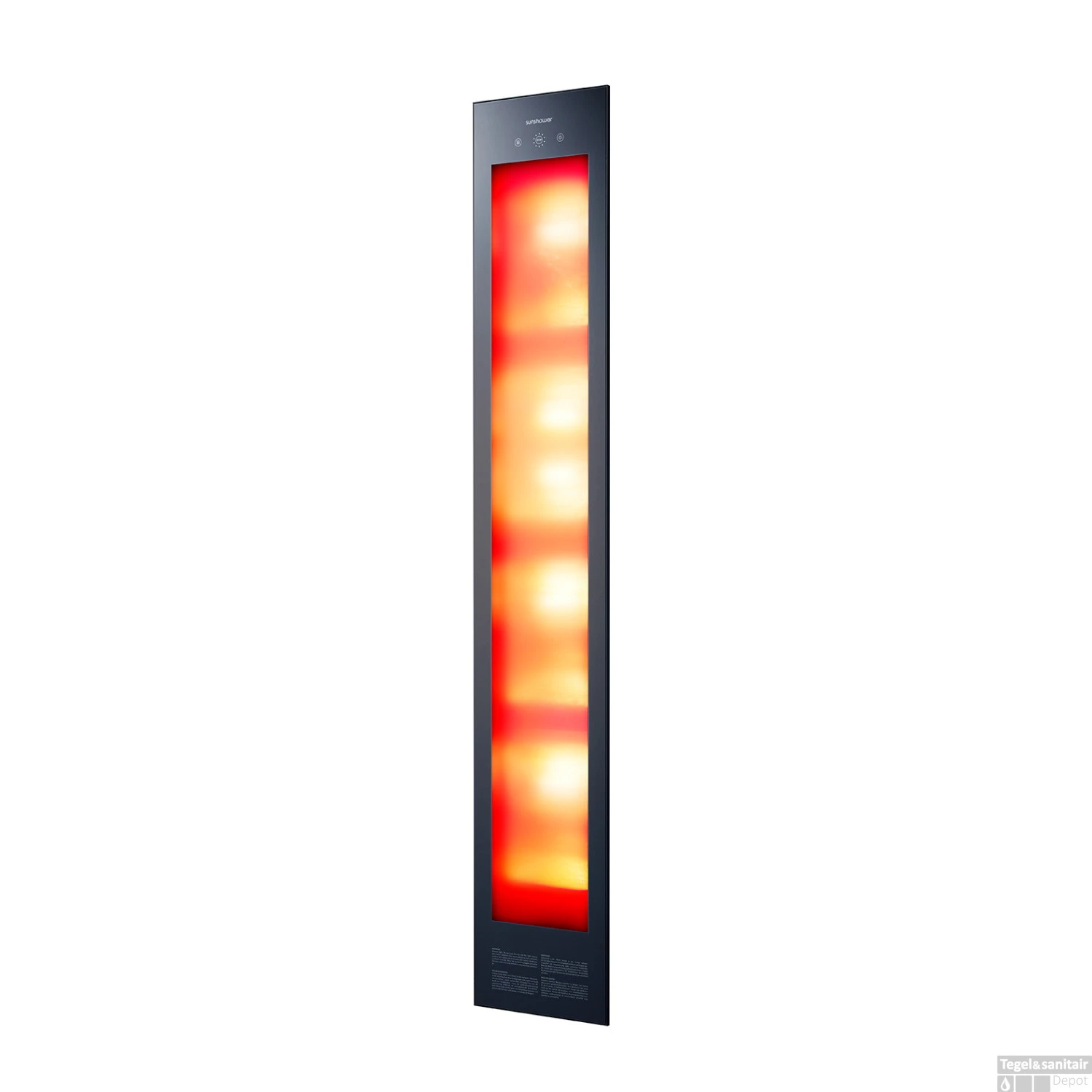 Sunshower Deluxe Black UV En Infrarood Inbouwapparaat 32x187x16 Cm Aluminium Zwart