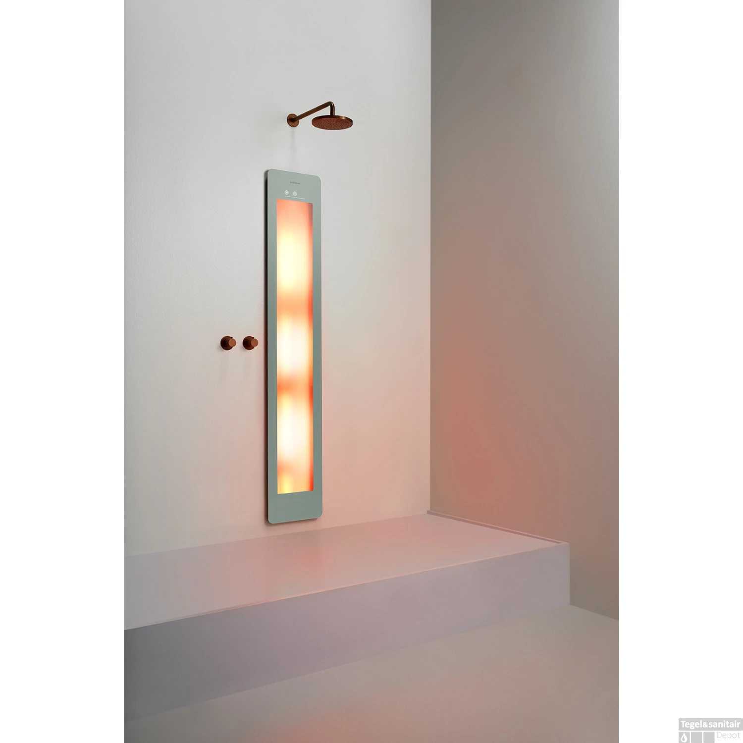 Sunshower Plus L Round Infrarood En UV-licht 185x33 Cm Inbouw - Opbouw Vlak Of Hoek Organic Grey 4 Sunshower Plus L Round Infrarood En UV-licht 185x33 Cm Inbouw - Opbouw Vlak Of Hoek Organic Grey - Afbeelding 4