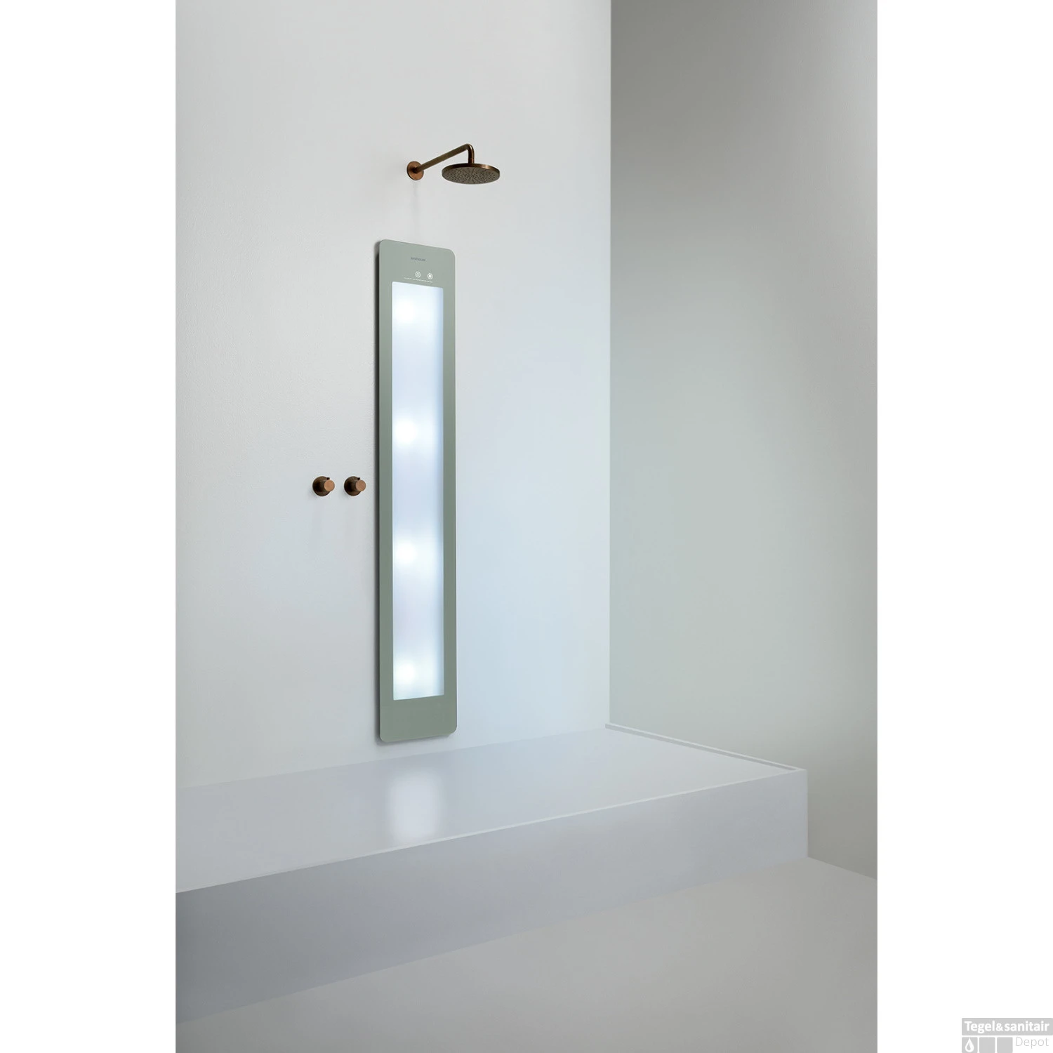 Sunshower Plus L Round Infrarood En UV-licht 185x33 Cm Inbouw - Opbouw Vlak Of Hoek Organic Grey 3 Sunshower Plus L Round Infrarood En UV-licht 185x33 Cm Inbouw - Opbouw Vlak Of Hoek Organic Grey - Afbeelding 3