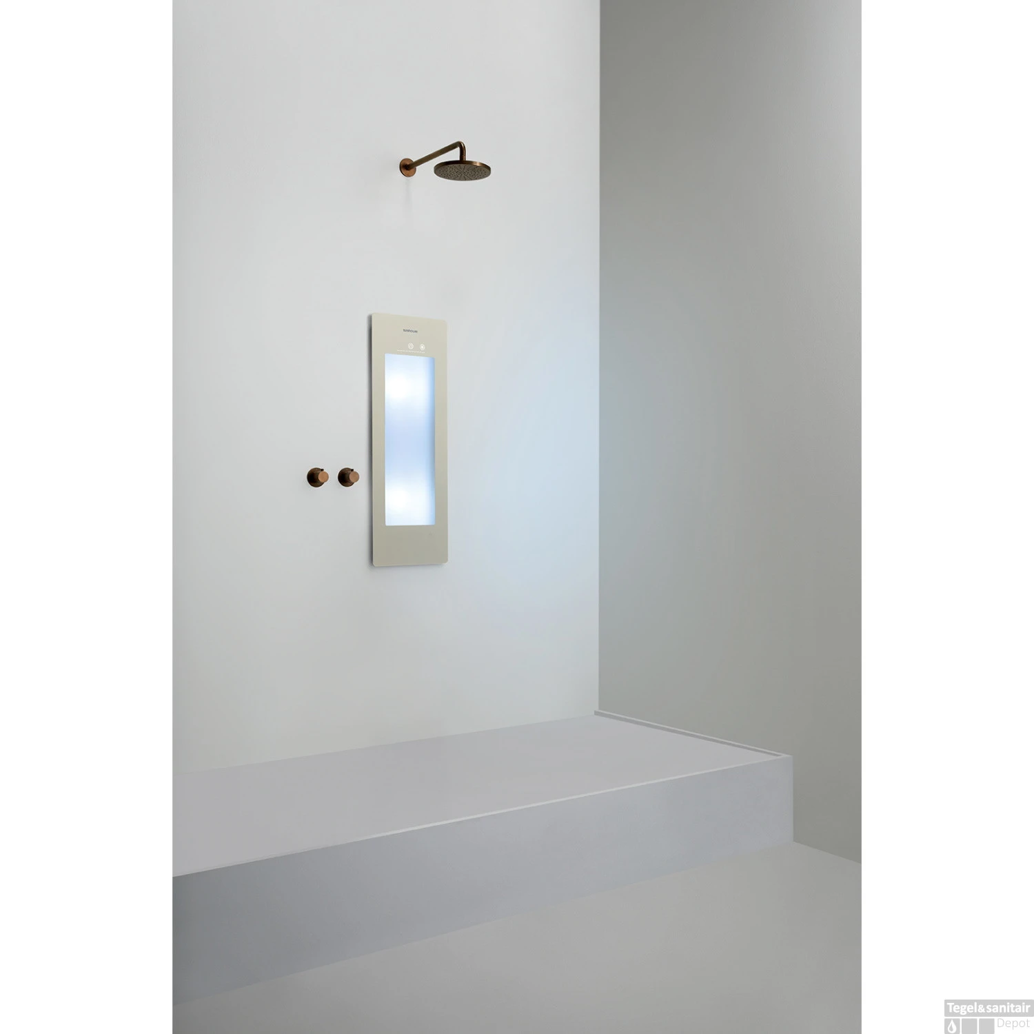 Sunshower Plus S Round Infrarood En UV-licht 95x33 Cm Inbouw - Opbouw Vlak Of Hoek Sand White 3 Sunshower Plus S Round Infrarood En UV-licht 95x33 Cm Inbouw - Opbouw Vlak Of Hoek Sand White - Afbeelding 3