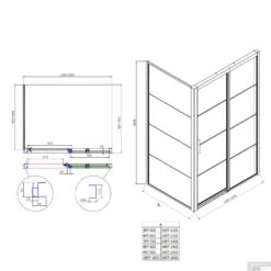 Douchecabine Boss & Wessing Frame Met Schuifdeur En Vaste Wand Rechts Helder Glas 120x200 Cm Mat Zwart -Winkel Voor Huis- En Badkamerartikelen tech 120r