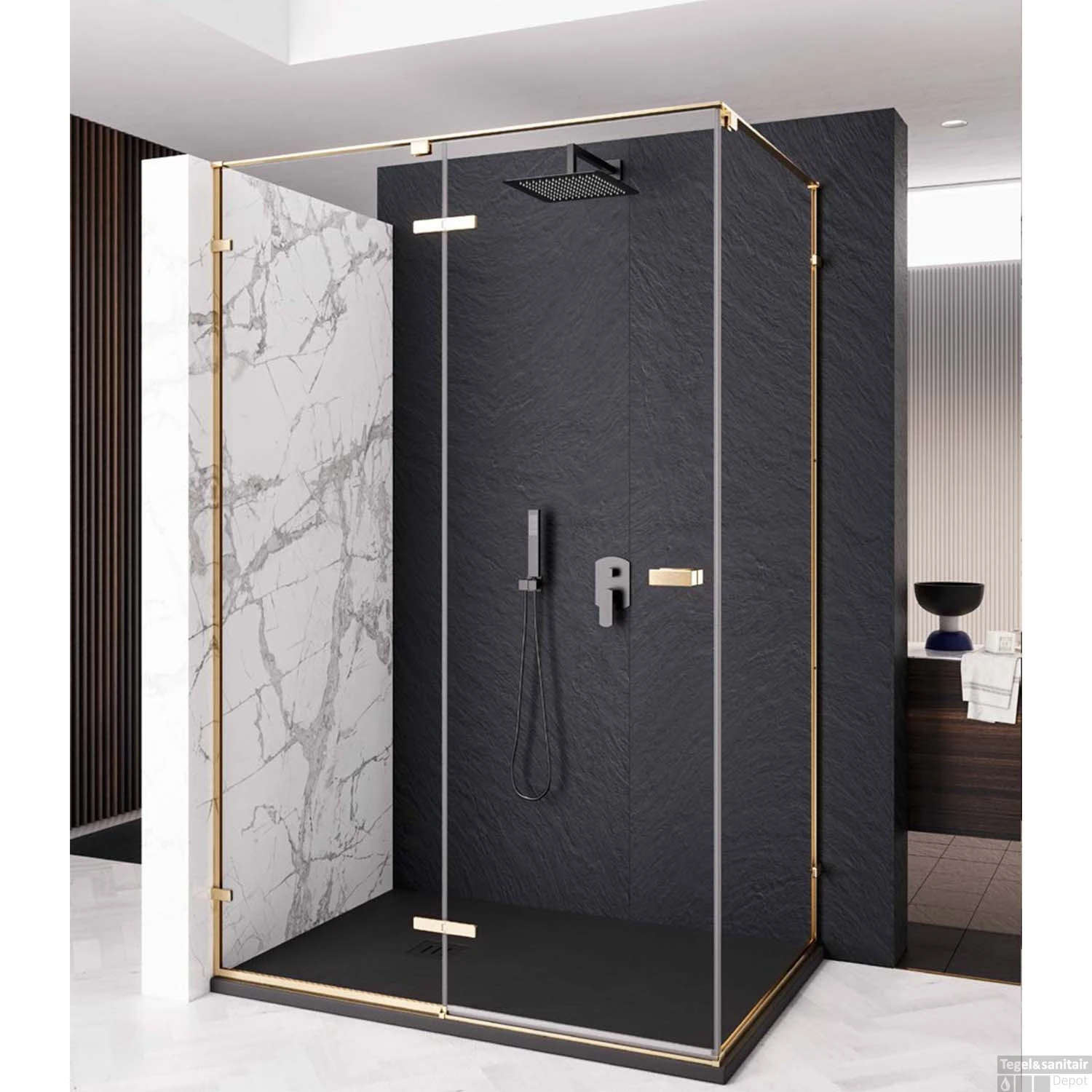 Zijwand Lacus S. Pietro 80x200 Cm Aluminium Profiel Goud